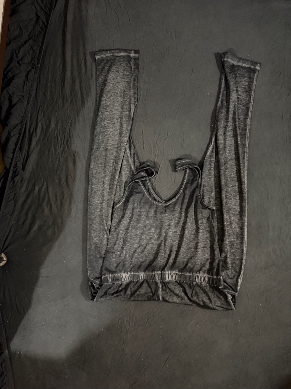 Women's Sleeveless Drawstring Jumpsuit - Olive, Charcoal, Plum, Space Dye - Picture 5 of 5